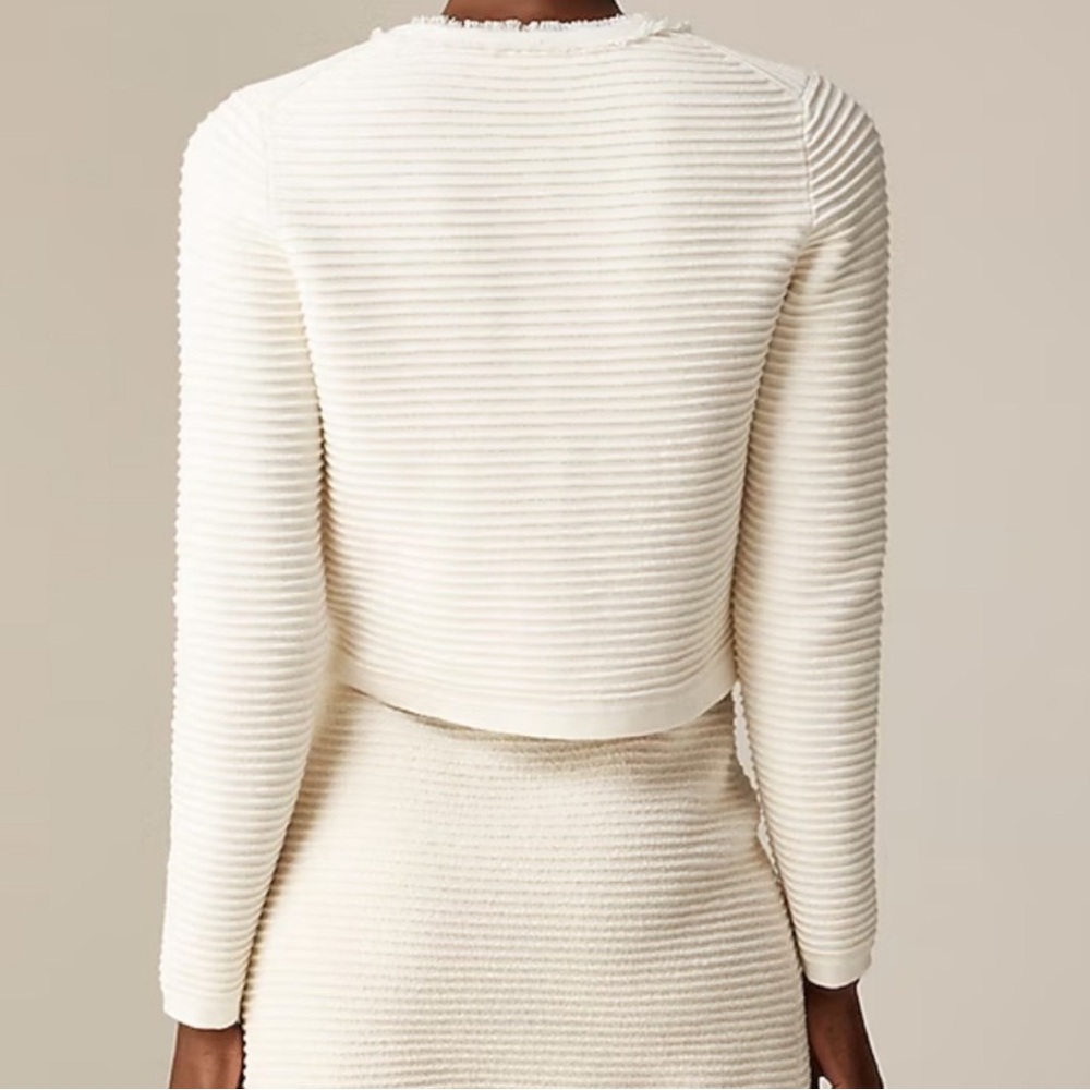 J. Crew Cream Ribbed Cardigan - Picture 2 of 9